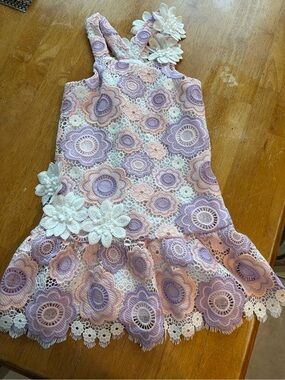 Baby Sara Floral Crochet Lace Boutique Dress Girls Size 5